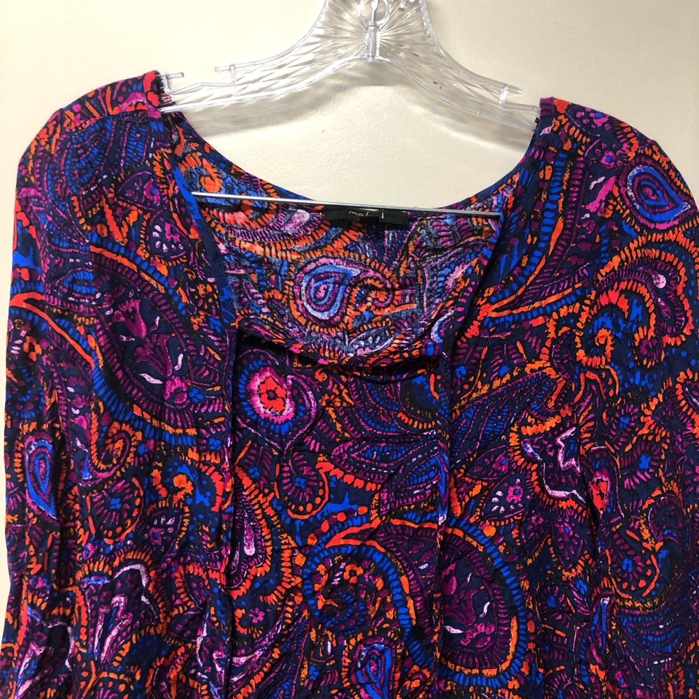 Mary & Mabel Paisley Long Sleeve w Keyhole Neck M - Picture 7 of 8